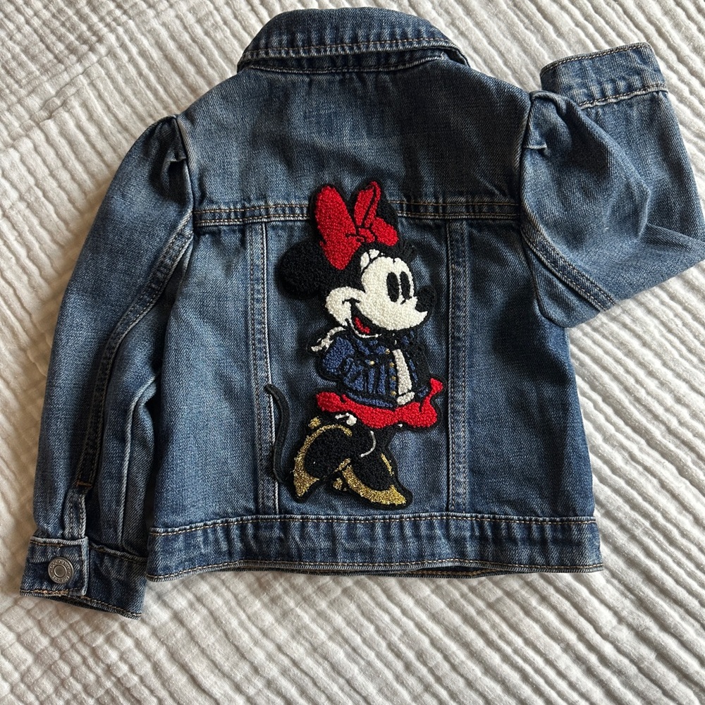 Girls Minnie Mouse Denim Jacket with Embroidered Character